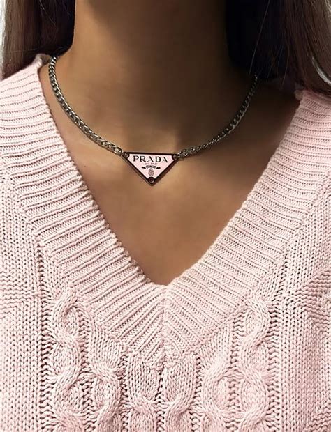 pink prada necklace dupe|best prada triangle dupe.